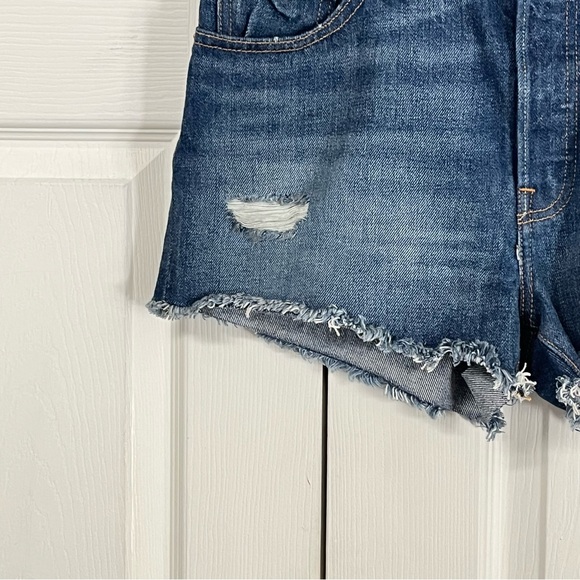 LEVI’S 501 Button Fly Premium Dark Wash Vintage Denim Cutoff Jean Shorts Size 29 - Picture 2 of 13